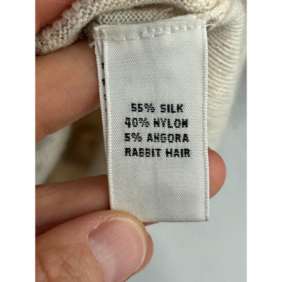 Chaus Leopard Print Button Front Cardigan Sweater Beige Small Angora Rabbit Hair - Picture 6 of 10